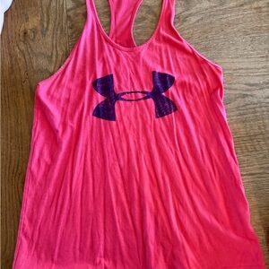 Under Armour Bright Pink Tank with Dark Navy Logo